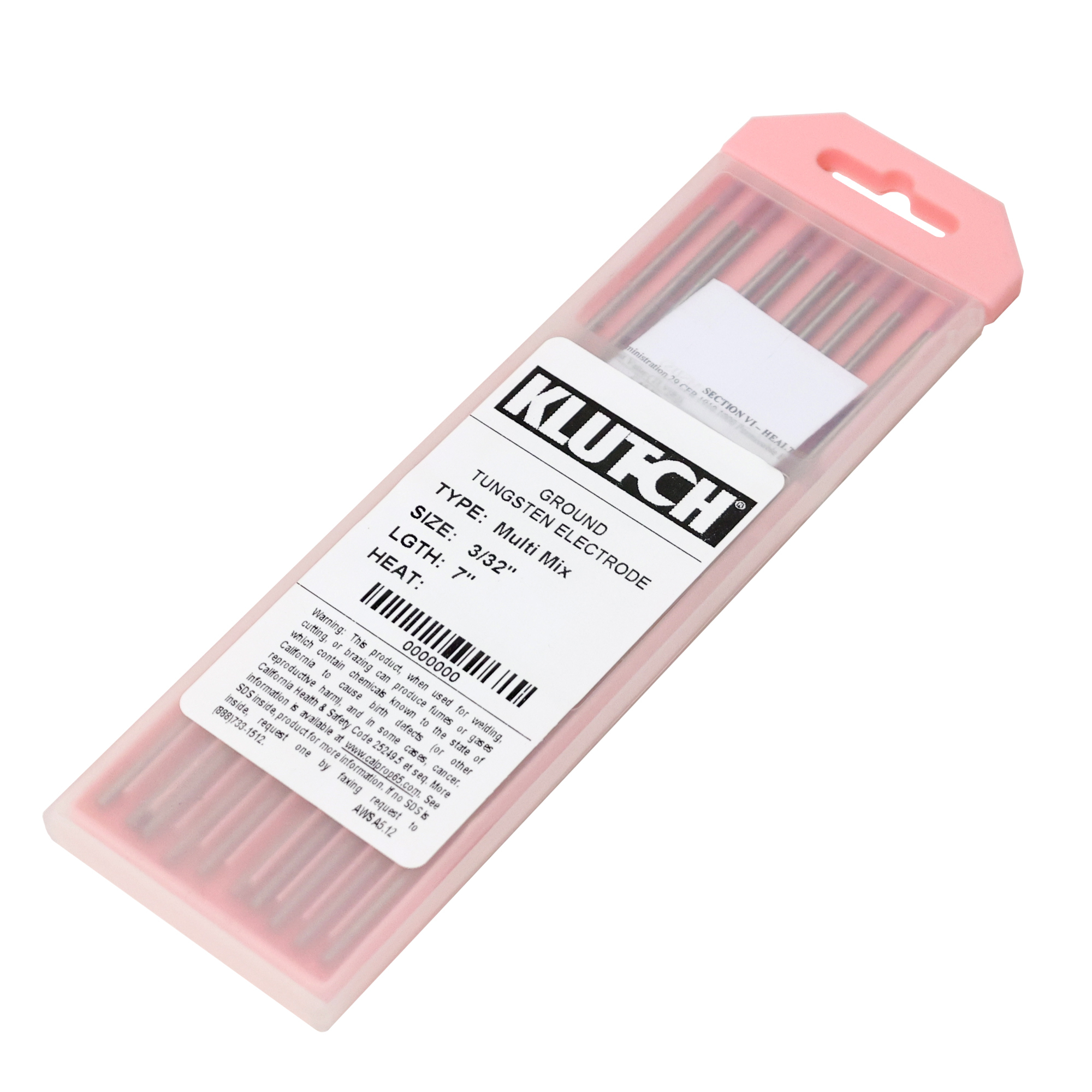 Klutch Multi-Mix EWG Tungsten Electrodes, 3/32in. Dia. x 7in., 10-Pack